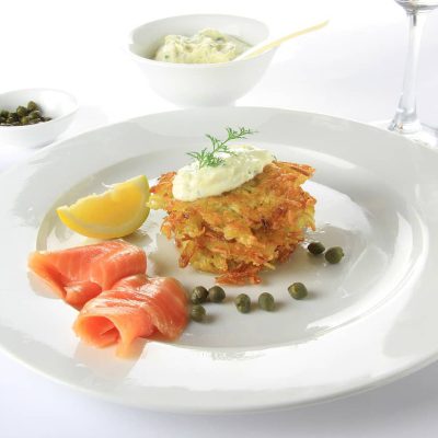 Saumon accompagné de ses croquettes de pomme de terre